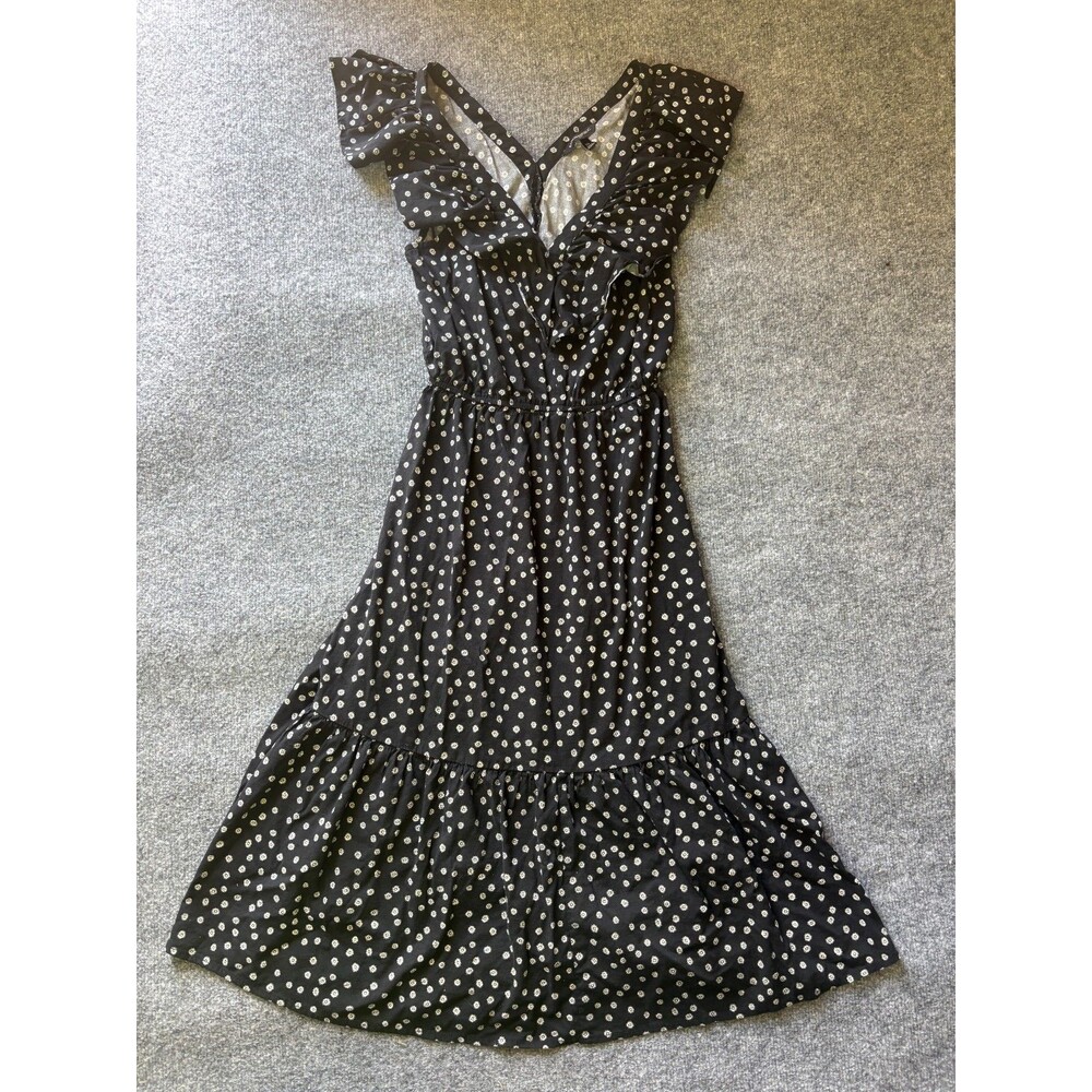 Banana Republic Dress Womens XS Black Floral 44" Long